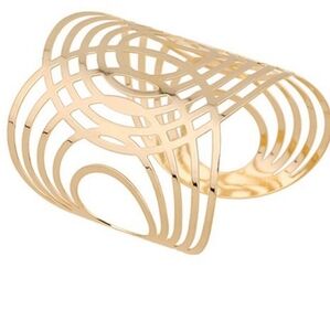 Geometric Hollow Out Gold Bangle Punk Cuff Warped Bangle Bracelet